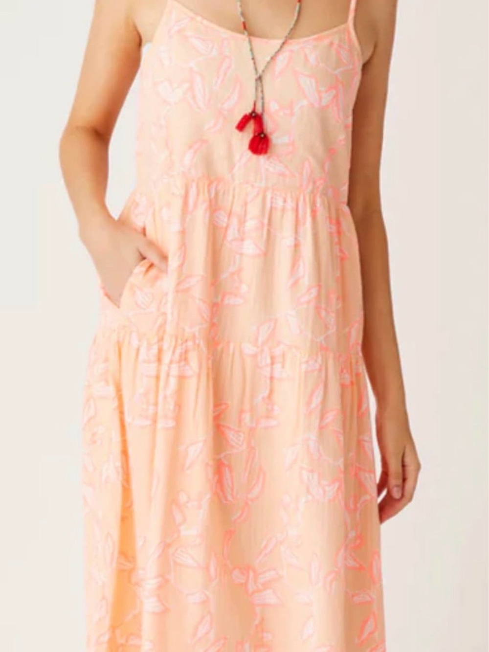 Carve Designs Jacy Textured Dress Jade Peach Dress Neon Coral Abstract Print NEW